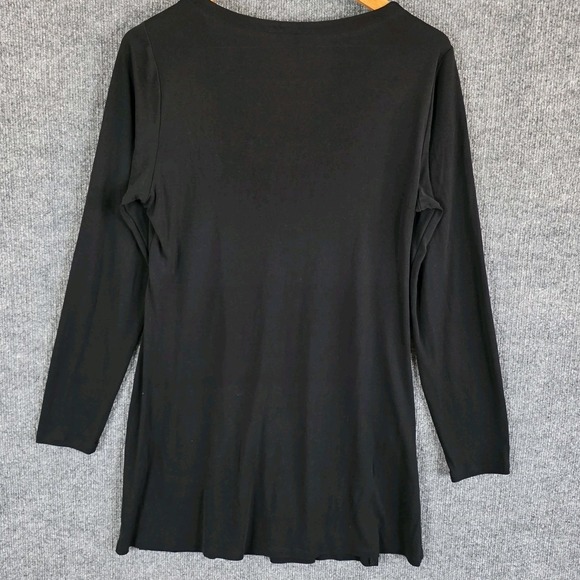 EILEEN FISHER 100% Silk Tunic Top Black Relaxed Lagenlook Luxury Minimalist Sz M - Picture 3 of 9